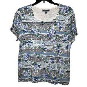 Karen Scott Printed Crew Neck T-Shirt sz XXL